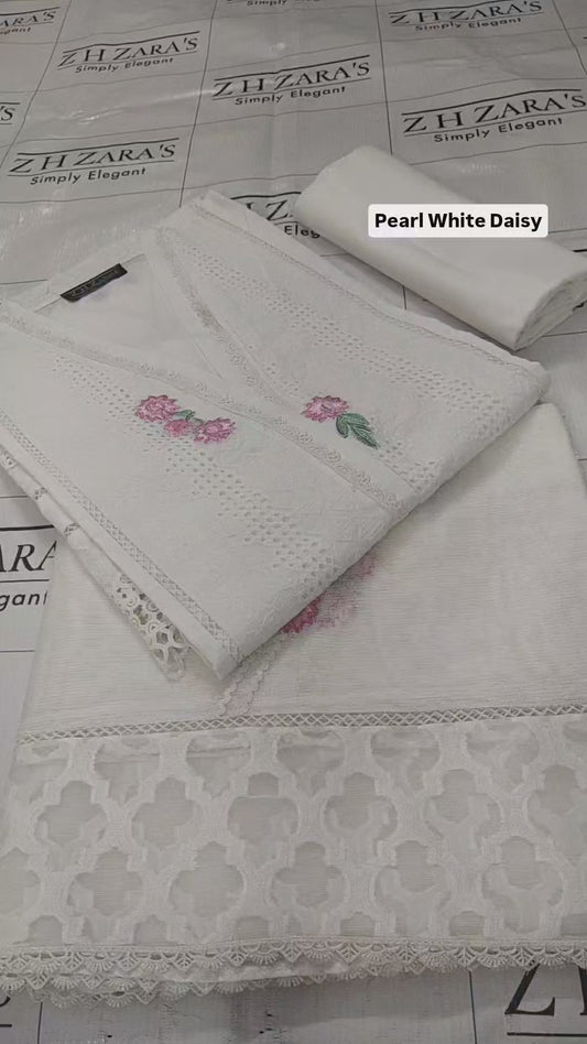 Pearl White Daisy 3pc