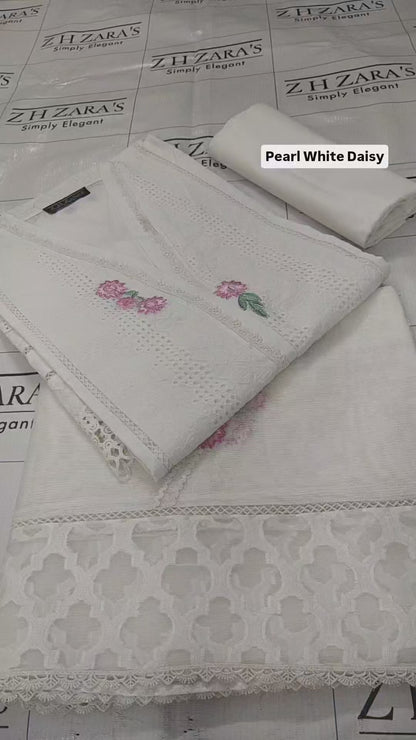 Pearl White Daisy 3pc