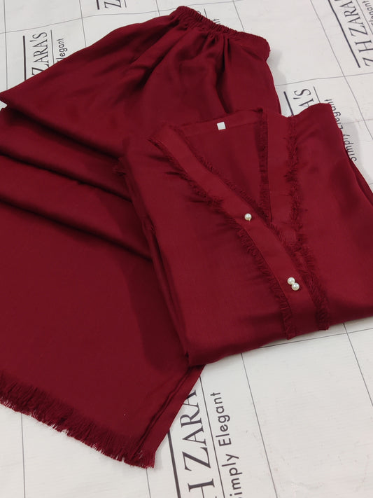 Maroon Pashmina 2pc Stitched