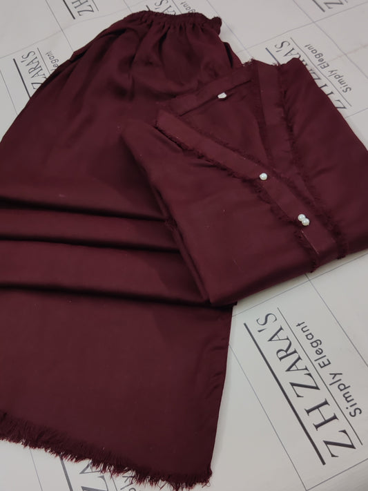 Deep Maroon Pashmina 2pc Stitched