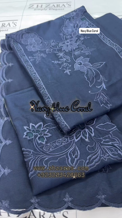 Navy Blue Coral 3pc