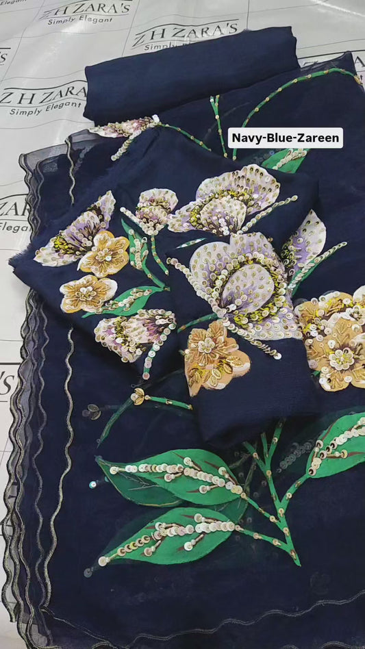 Navy Blue Zareen 3pc