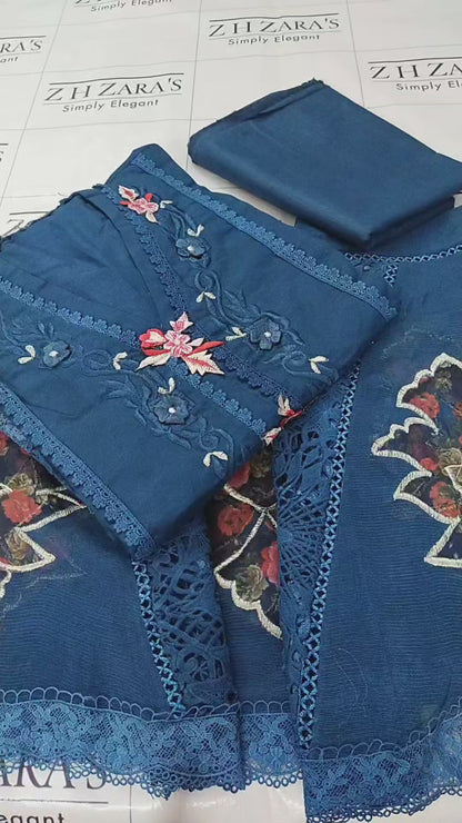 Peacock Blue Khaddar 3pc