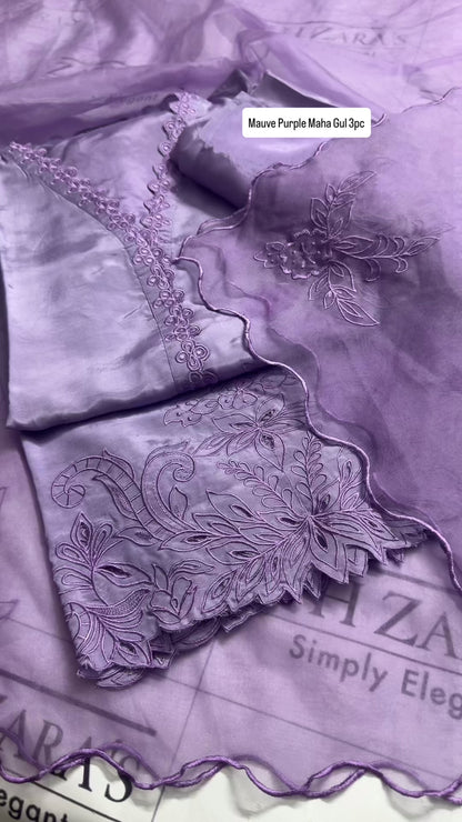 Mauve  Purple Maha Gul 3pc