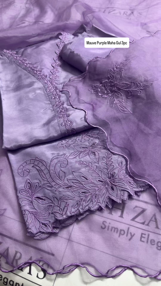 Mauve  Purple Maha Gul 3pc
