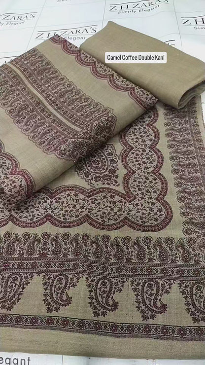 Camel Coffee Double Kani Pashmina 3pc