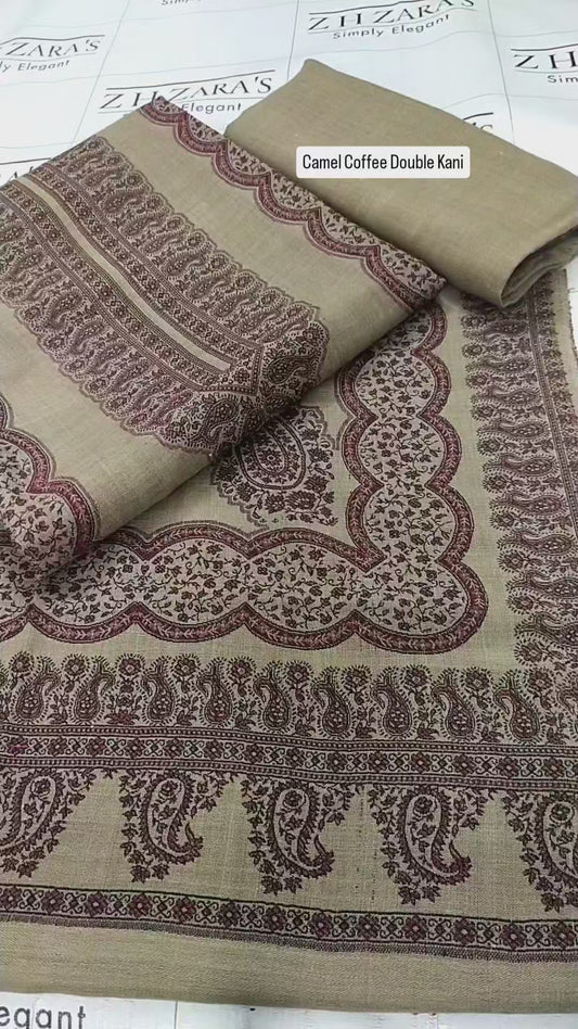 Camel Coffee Double Kani Pashmina 3pc