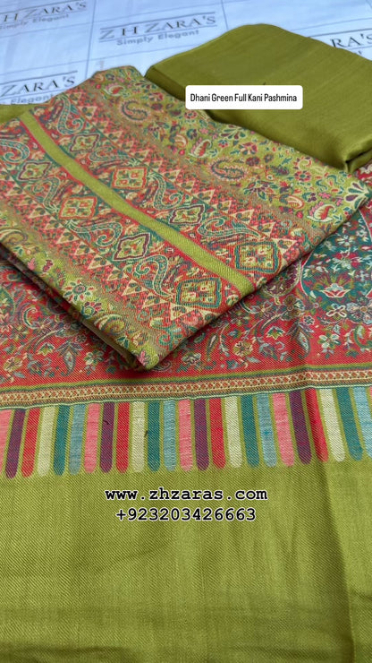 Dhani Green Full Kani Pashmina 3pc