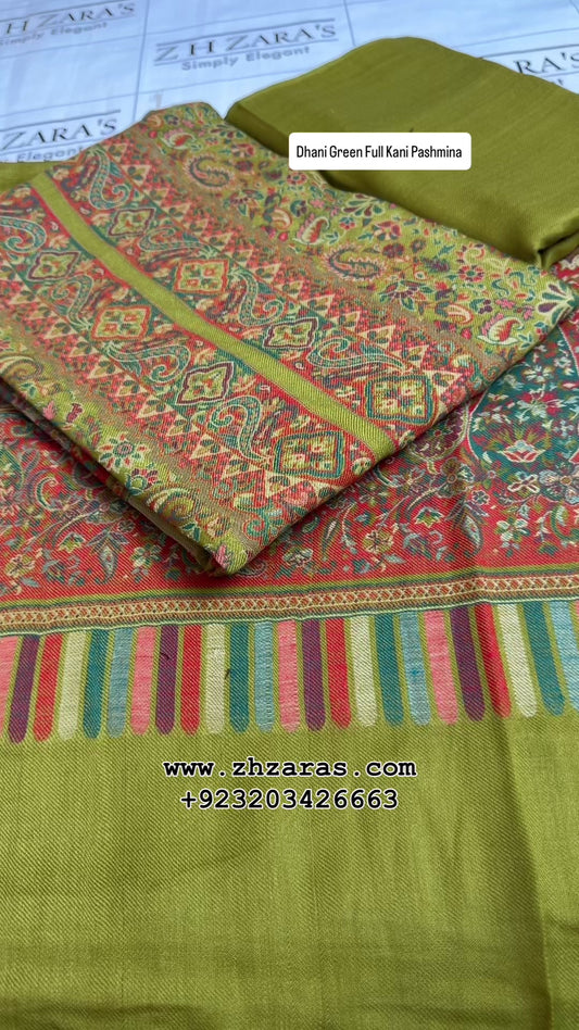 Dhani Green Full Kani Pashmina 3pc