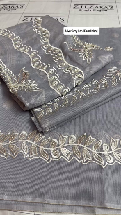 Silver Grey Hand Embellished