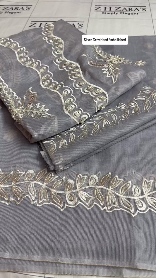 Silver Grey Hand Embellished