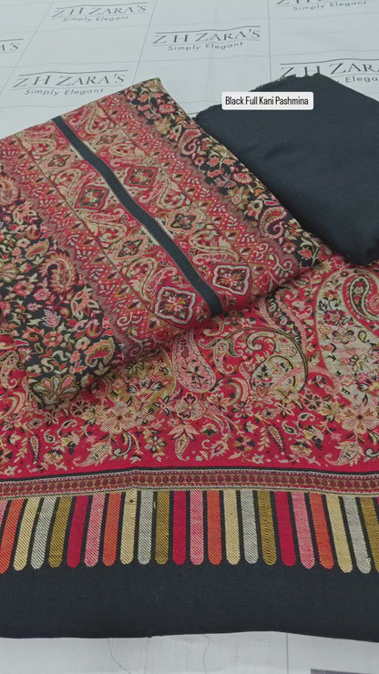 Black Full Kani Pashmina 3pc