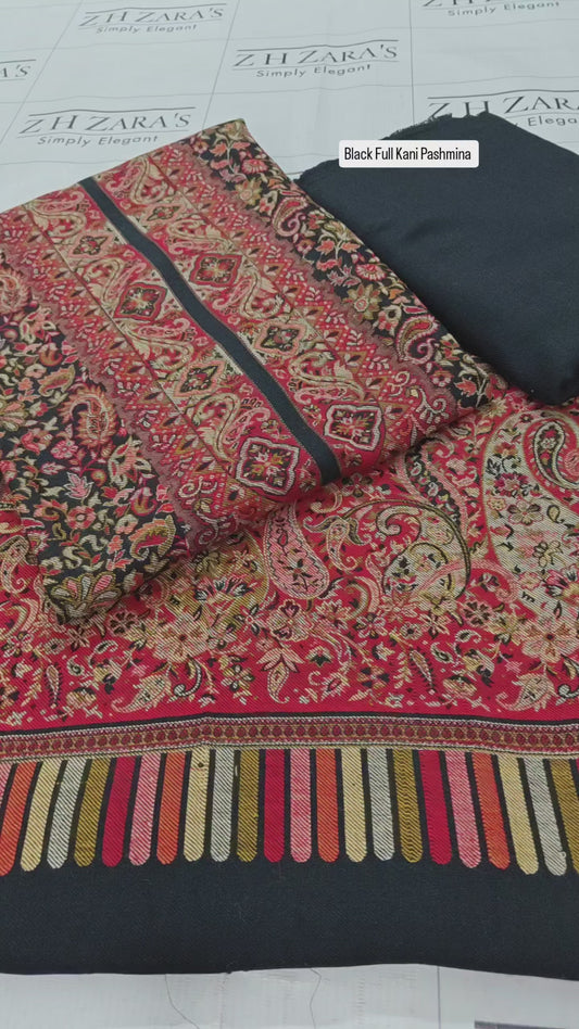 Black Full Kani Pashmina 3pc