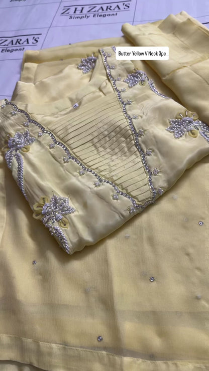 Butter Yellow V Neck 3pc