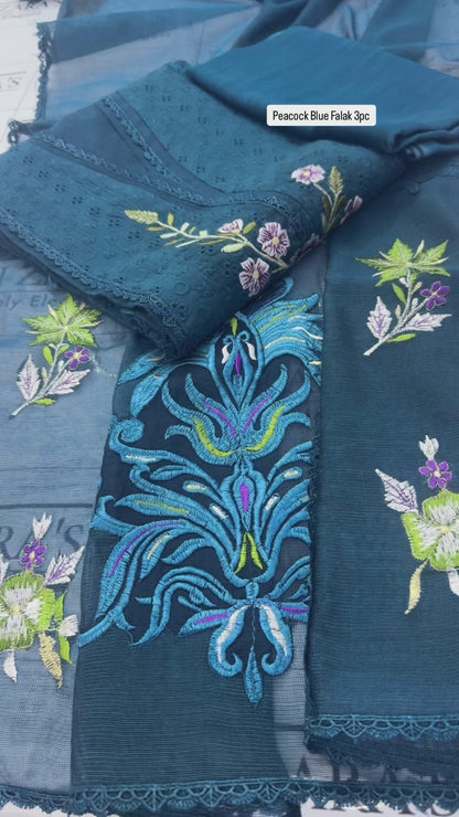 Peacock Blue Falak 3pc