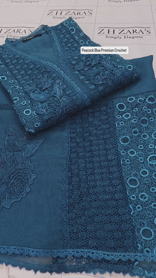 Peacock Blue Premium Crochet 2pc