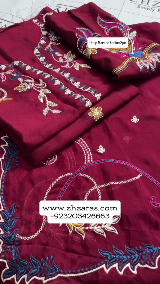 Deep Maroon Kaftan 2pc