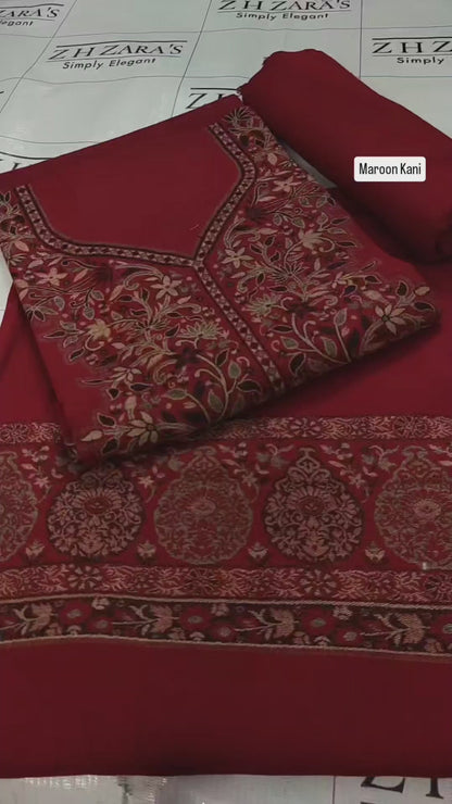 Maroon Kani Pashmina 3pc