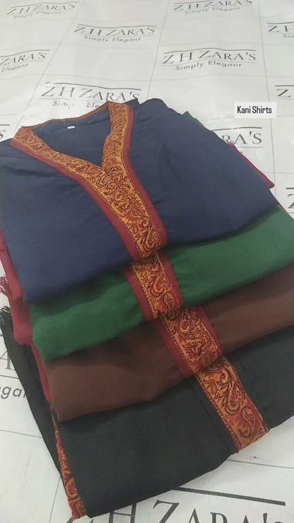 Navy Blue Kani Shirt Stitched