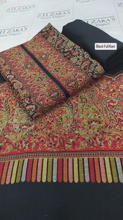 Black Full Kani Pashmina 3pc