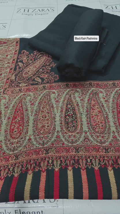 Black Kari Pashmina Shawl & 3pc