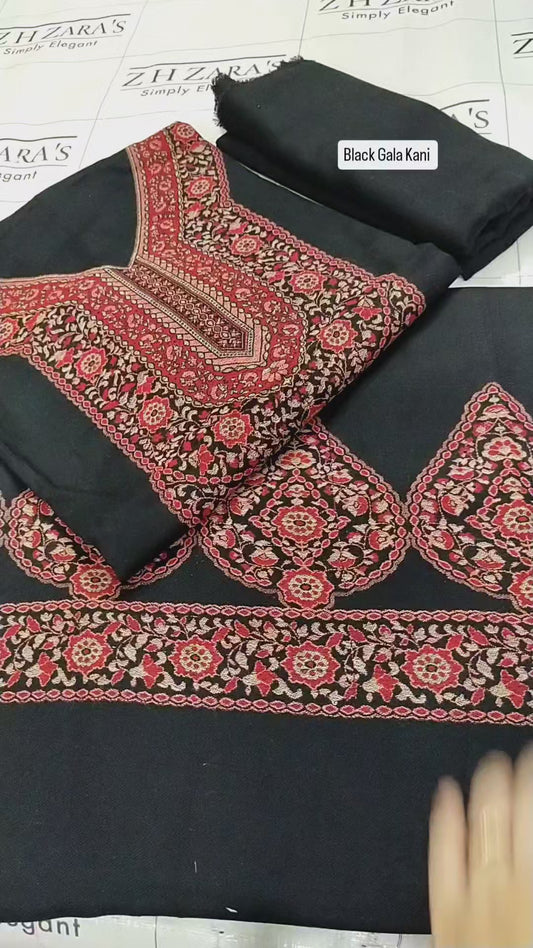 Black Gala Kani Pashmina 3pc