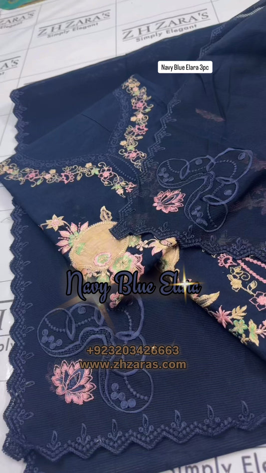 Navy Blue Elara 3pc