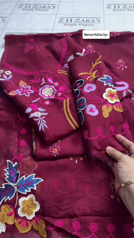 Deep Maroon Kaftan 2pc