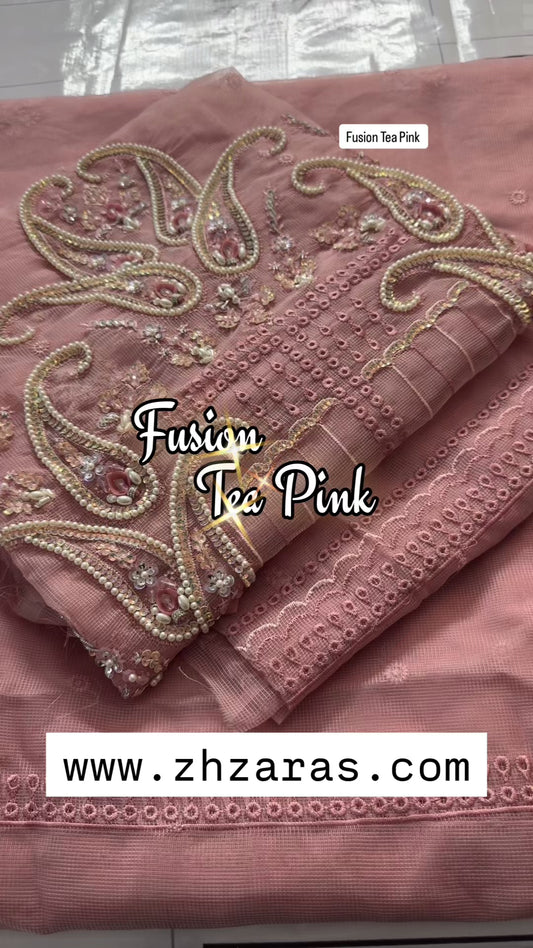 Fusion Tea Pink Hand Embellished