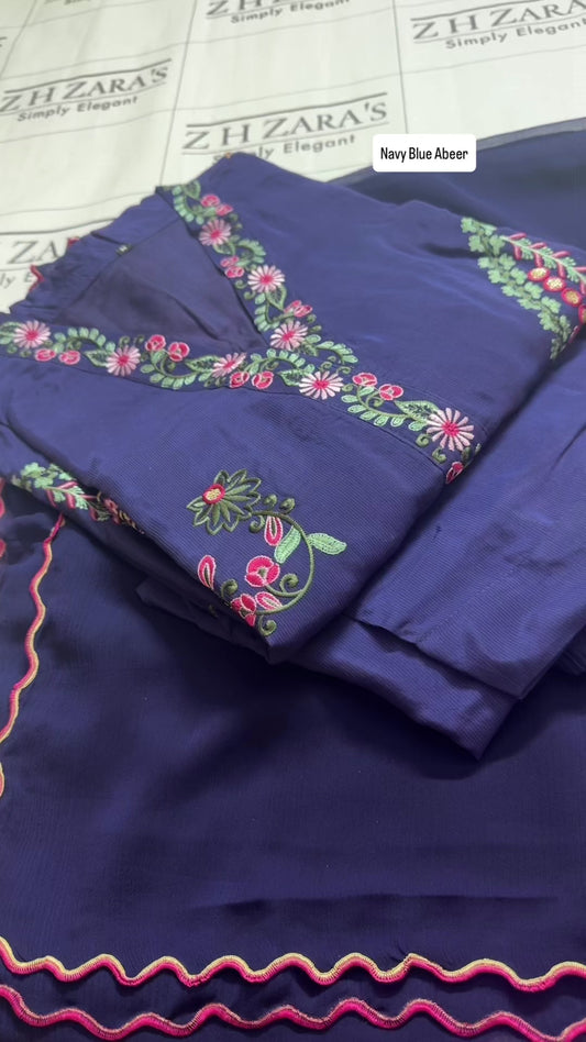 Navy Blue Abeer 3pc