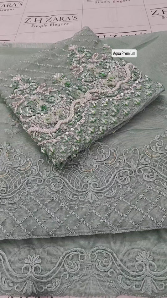 Premium Aqua Green Hand Embellished