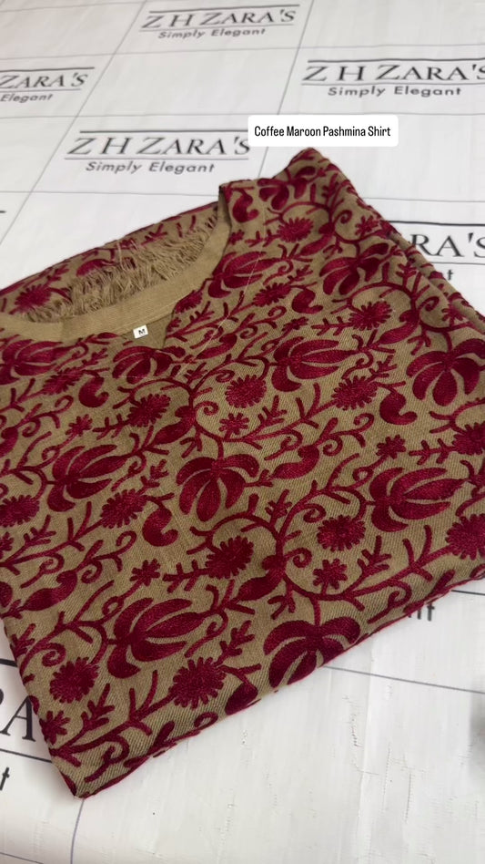 Coffee Maroon Pashmina Kaftan Shirt