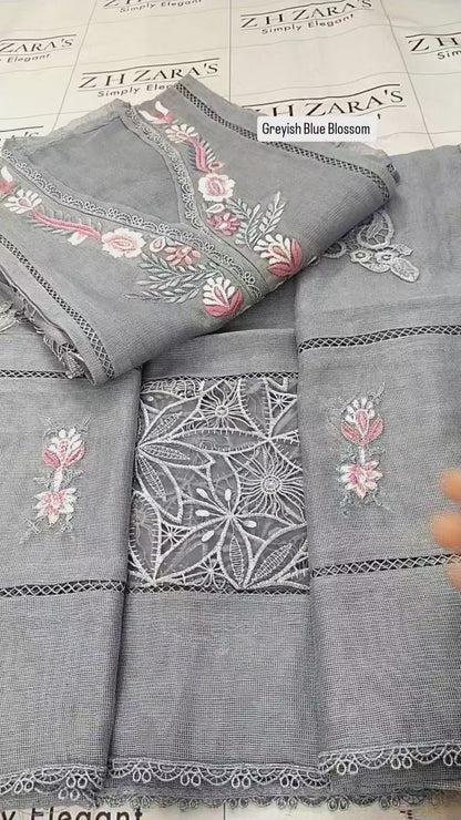 Greyish Blue Blossom 2pc