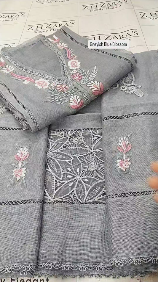 Greyish Blue Blossom 2pc