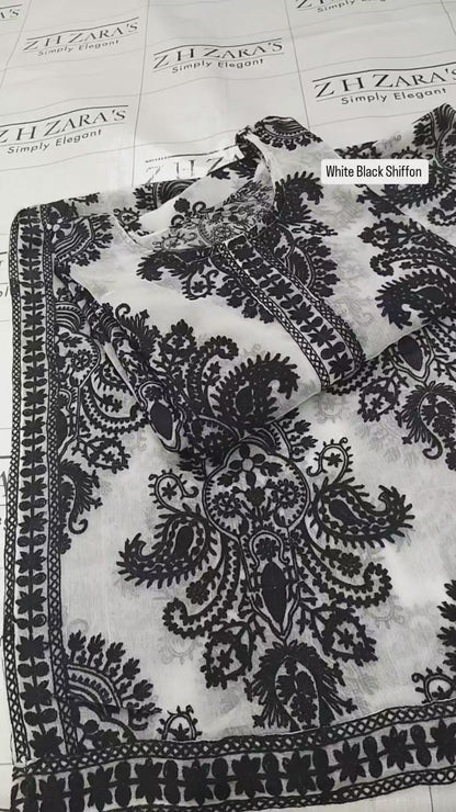 White Black Stitched 2pc