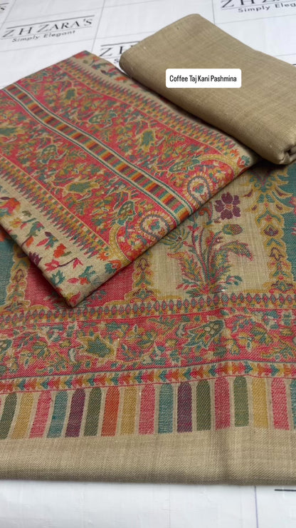 Coffee Taj Kani Pashmina 3pc