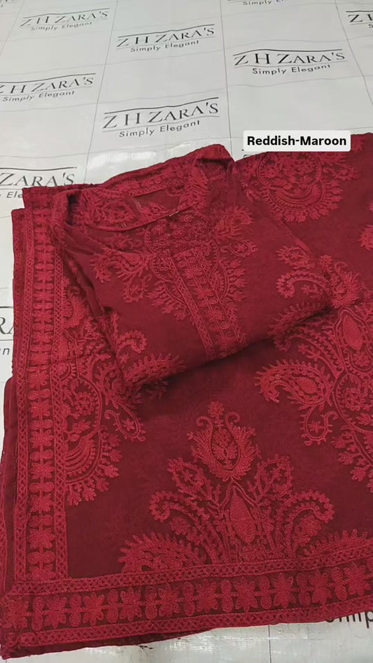 Reddish Maroon Stitched 2pc