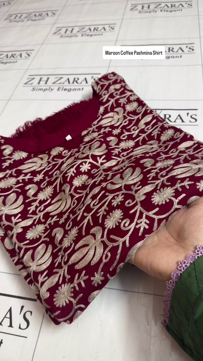 Maroon Coffee Pashmina Kaftan Shirt