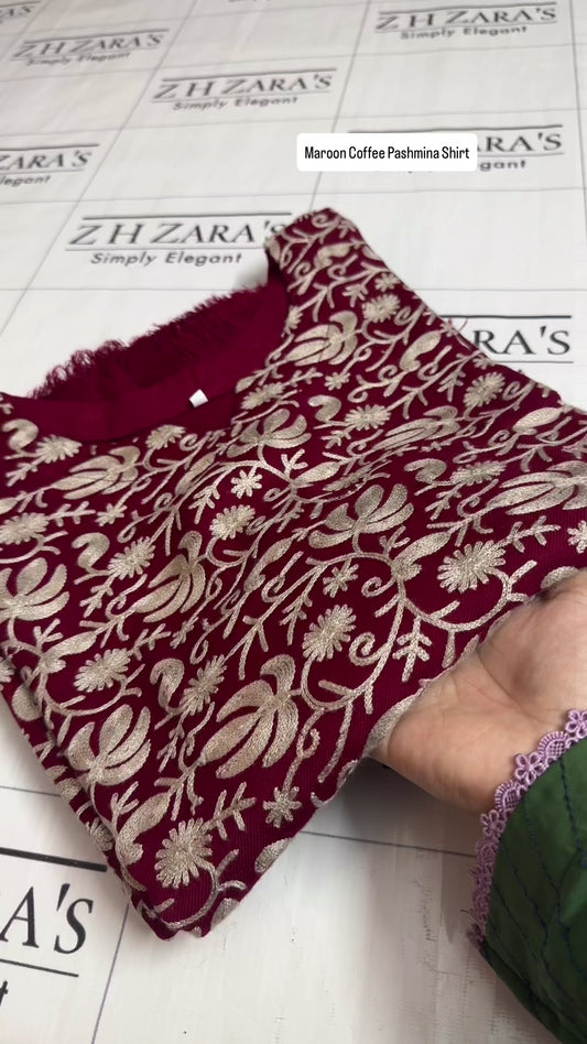 Maroon Coffee Pashmina Kaftan Shirt