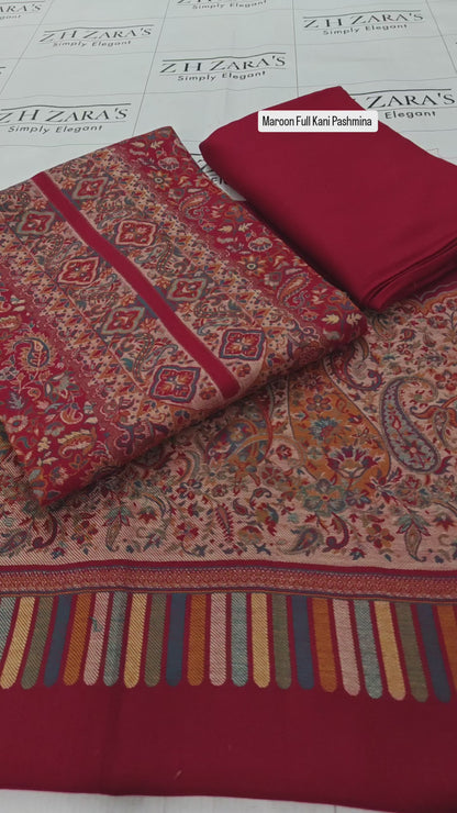 Maroon Full Kani Pashmina 3pc