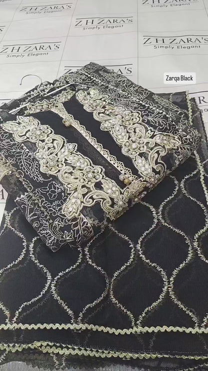 Zarqa Black Stitched 4pc