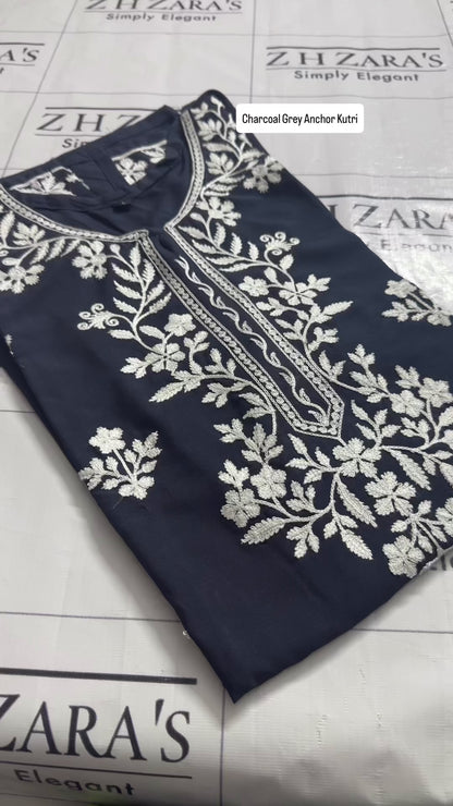 Charcoal Grey Anchor Kurti