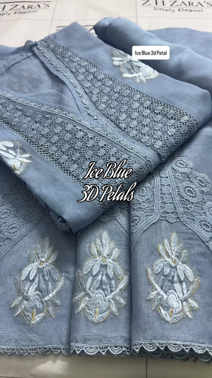 Ice Blue 3d Petals 3pc