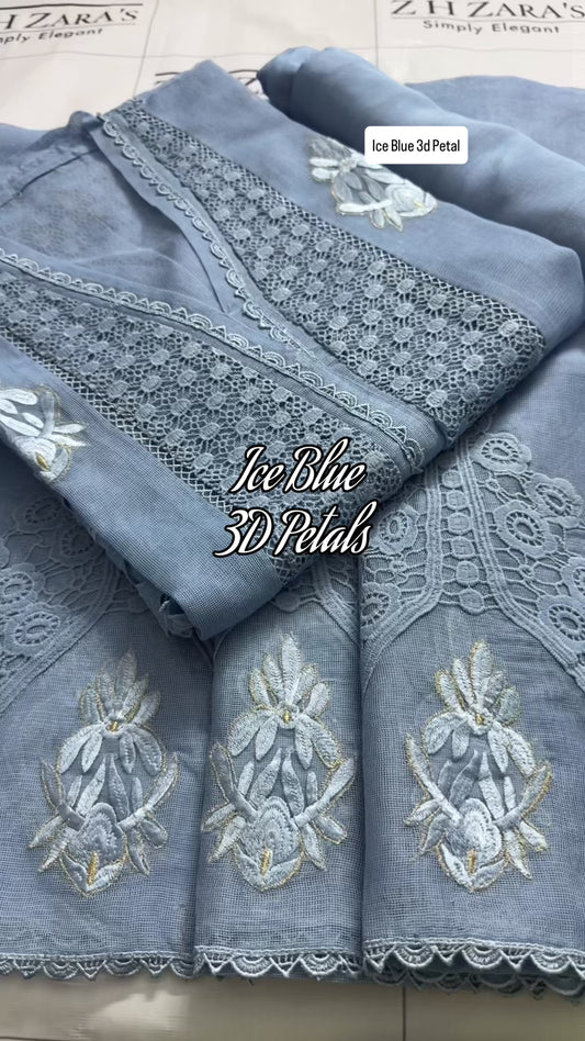 Ice Blue 3d Petals 3pc