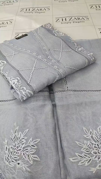 Duppata Cutwork Ice Blue 2pc