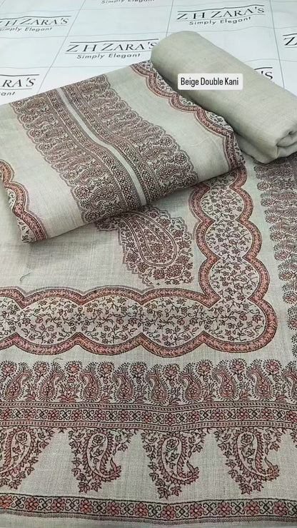 Beige Double Kani Pashmina 3pc