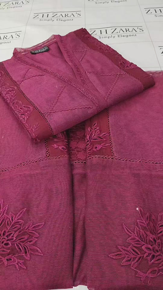 Duppata Cutwork Magenta Hotpink 2pc