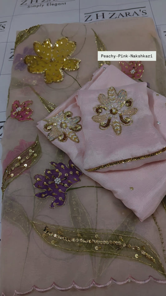 Peachy Pink Nakshkari 3pc