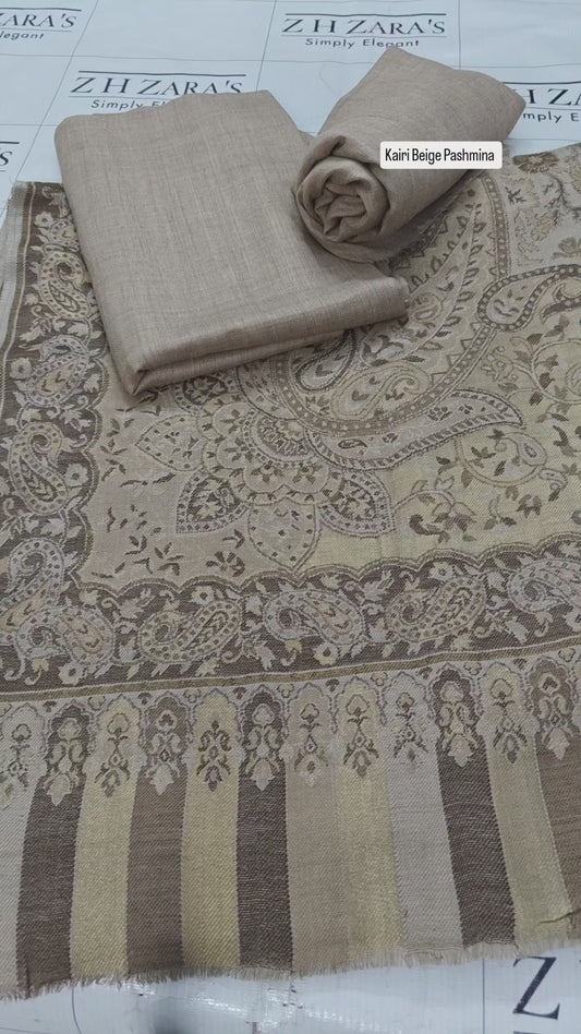 Kairi Beige Kani Pashmina 3pc