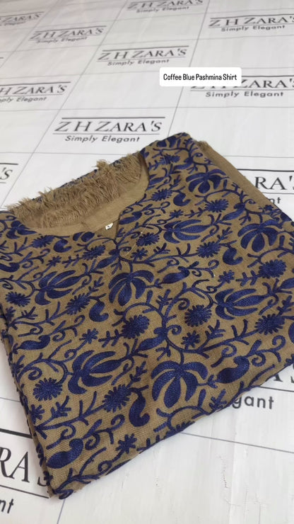 Coffee Blue Pashmina Kaftan Shirt